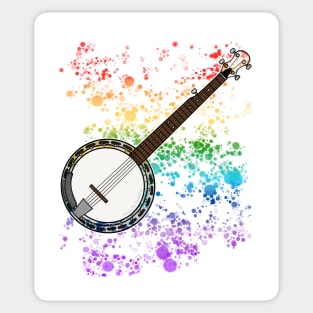 Banjo Banjoist Rainbow Colours Folk Musician Sticker